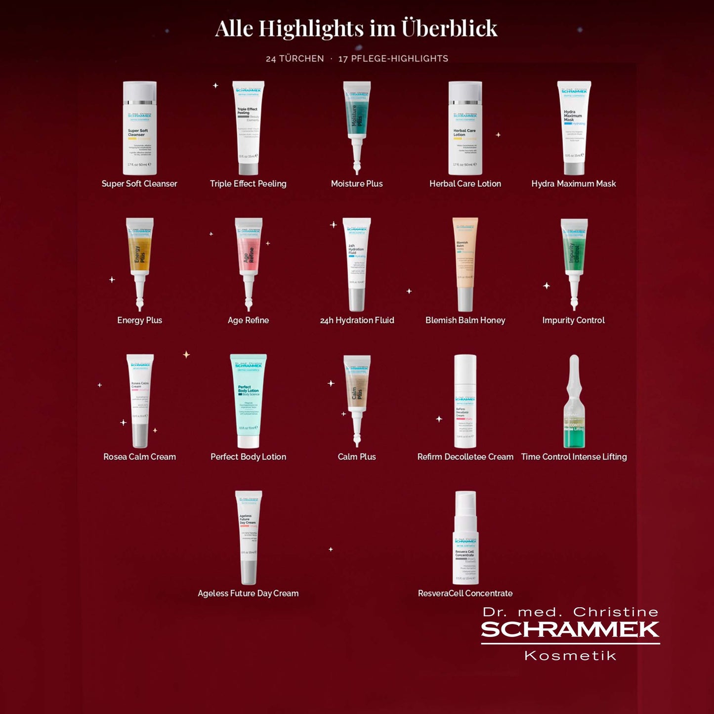 Kosmetik Adventskalender 2026 Moments of Beauty Dr. med. Christine Schrammek - Produktübersicht