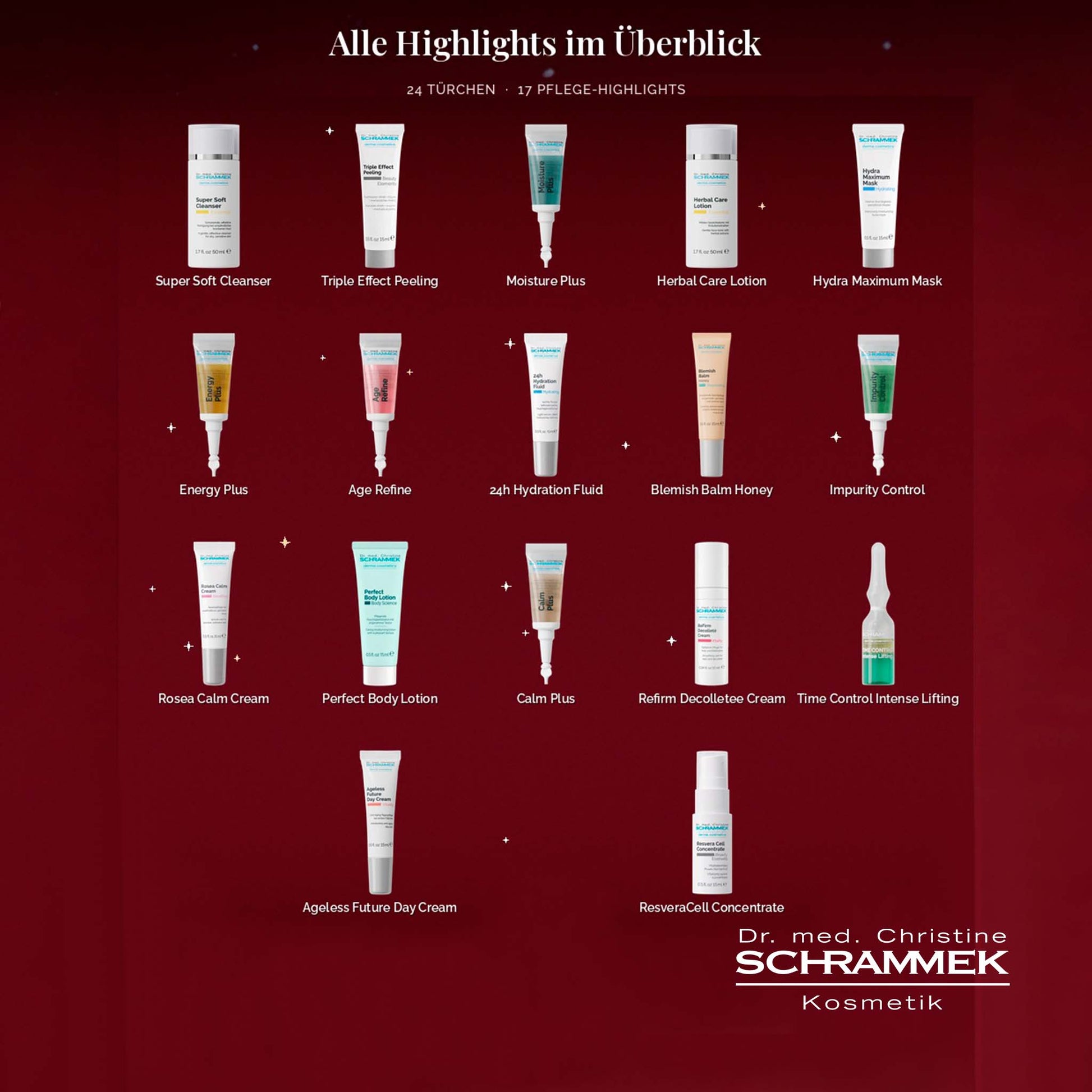Kosmetik Adventskalender 2026 Moments of Beauty Dr. med. Christine Schrammek - Produktübersicht