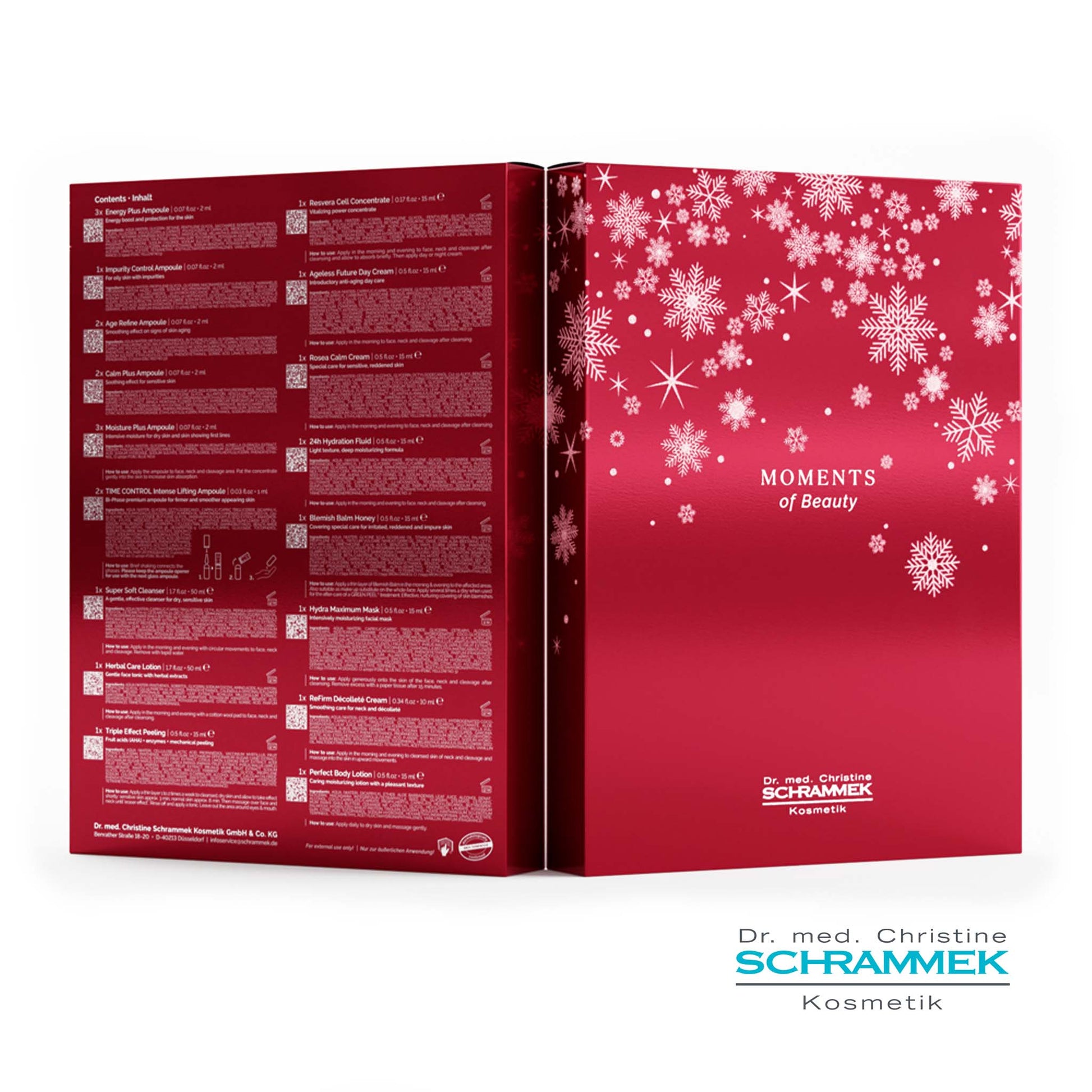Kosmetik Adventskalender 2026 Moments of Beauty Dr. med. Christine Schrammek - Kalender aufgeklappt außen